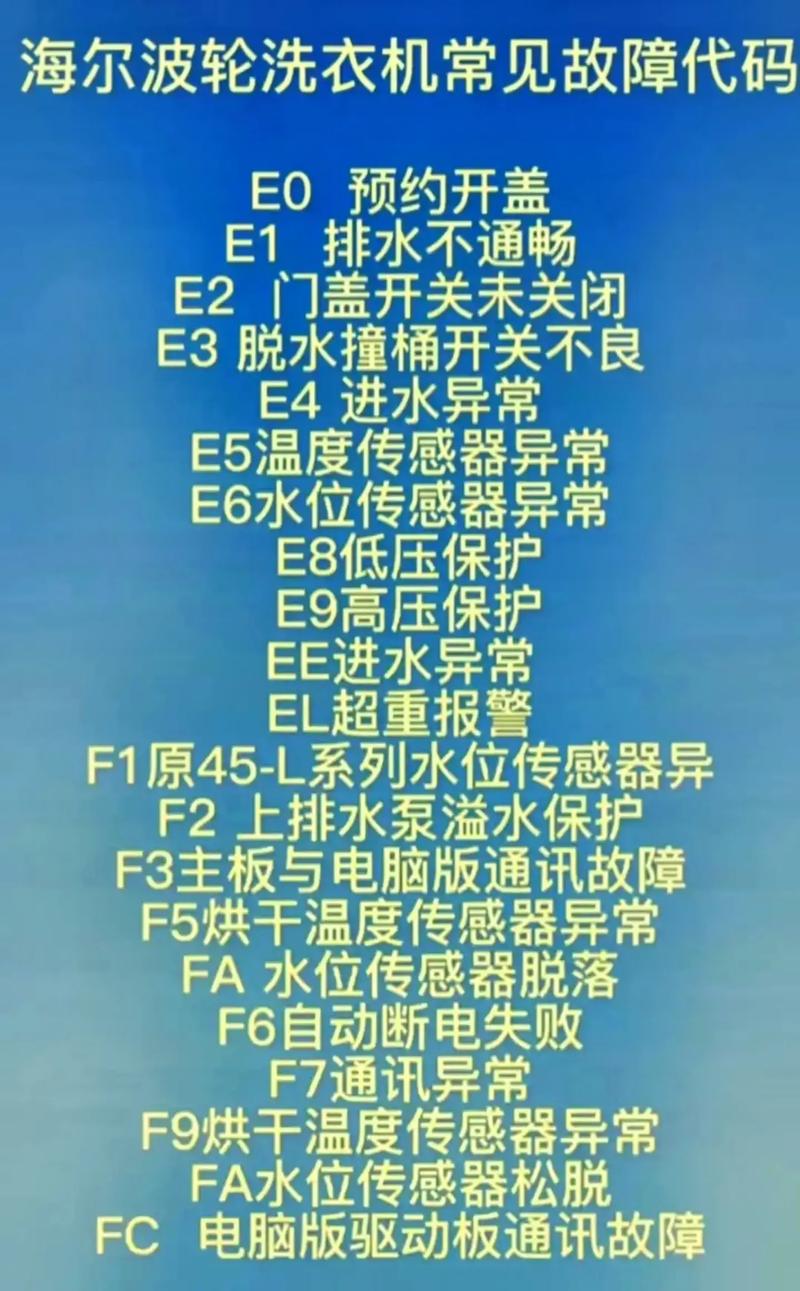 洗衣机出现e1故障码，该如何解决？